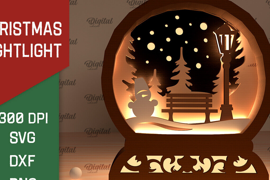 Σετ των 3 Intra απο ξύλο plywood 3mm-4mm πάχος Σχέδιο κοπής με λέιζερ Χριστουγεννιάτικου νυχτερινού φωτός Δίασταση 15x15 cm INTRAFABR-103735014