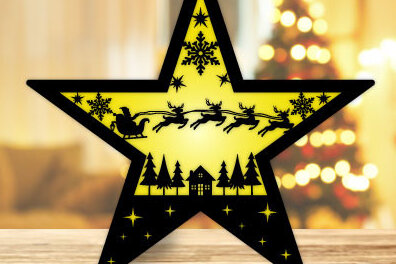 Σετ των 2 Intra απο ξύλο plywood 3mm-4mm πάχος Χριστουγεννιάτικο Nightlight Star Δίασταση 15x15 cm INTRAFABR-51074351