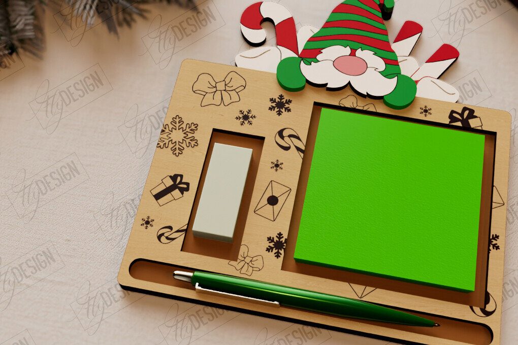 Σετ των 2 Intra απο ξύλο plywood 3mm-4mm πάχος Θήκη για σημειωματάρια Χριστουγέννων |Διακόσμηση διακοπών Δίασταση 15x15 cm INTRAFABR-109844343