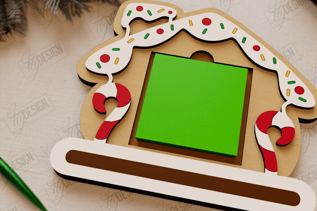 Σετ των 2 Intra απο ξύλο plywood 3mm-4mm πάχος Θήκη για σημειωματάρια Χριστουγέννων |Διακόσμηση διακοπών Δίασταση 15x15 cm INTRAFABR-109844369