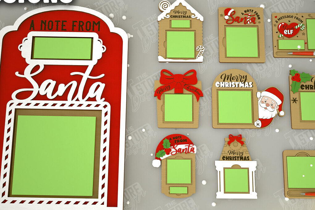 Σετ των 3 Intra απο ξύλο plywood 3mm-4mm πάχος για χριστουγεννιάτικα σημειωματάρια | CNC Δίασταση 15x15 cm INTRAFABR-109288556