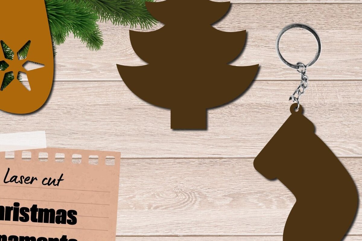 Σετ των 3 Intra απο ξύλο plywood 3mm-4mm πάχος Χριστουγεννιάτικο στολίδι 3D Layered, Δίασταση 8x8 cm INTRAFABR-82360046