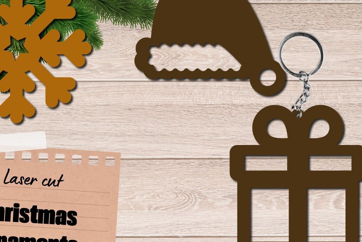 Σετ των 3 Intra απο ξύλο plywood 3mm-4mm πάχος Χριστουγεννιάτικο στολίδι 3D Layered, Δίασταση 8x8 cm INTRAFABR-82359999