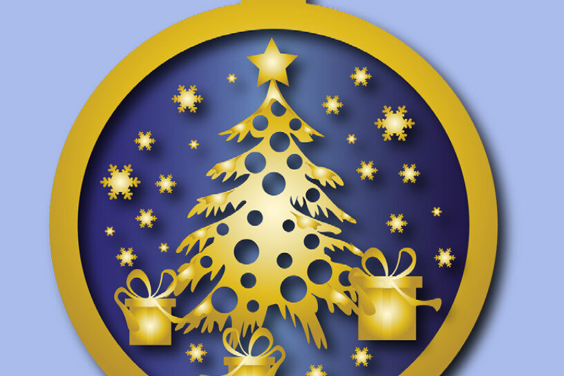 Σετ των 3 Intra απο ξύλο plywood 3mm-4mm πάχος Χριστουγεννιάτικο στολίδι Δίασταση 8x8 cm INTRAFABR-19885694