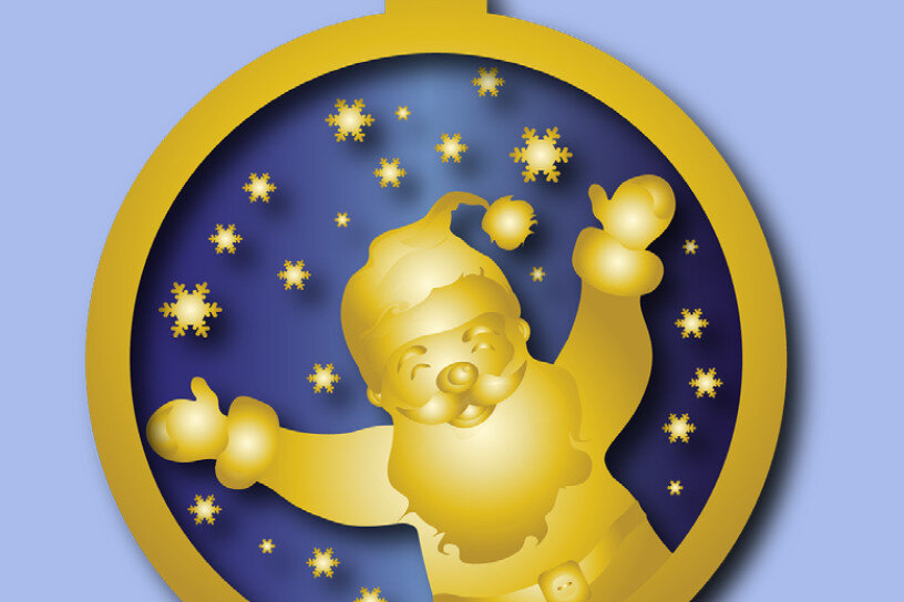 Σετ των 3 Intra απο ξύλο plywood 3mm-4mm πάχος Χριστουγεννιάτικο στολίδι Δίασταση 8x8 cm INTRAFABR-19886763