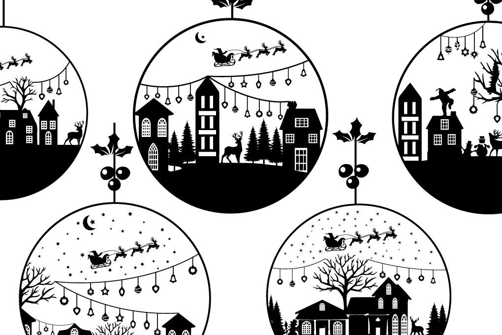 Σετ των 3 Intra απο ξύλο plywood 3mm-4mm πάχος Χριστουγεννιάτικο στολίδι Σχέδιο μπάλας Δίασταση 8x8 cm INTRAFABR-81093924