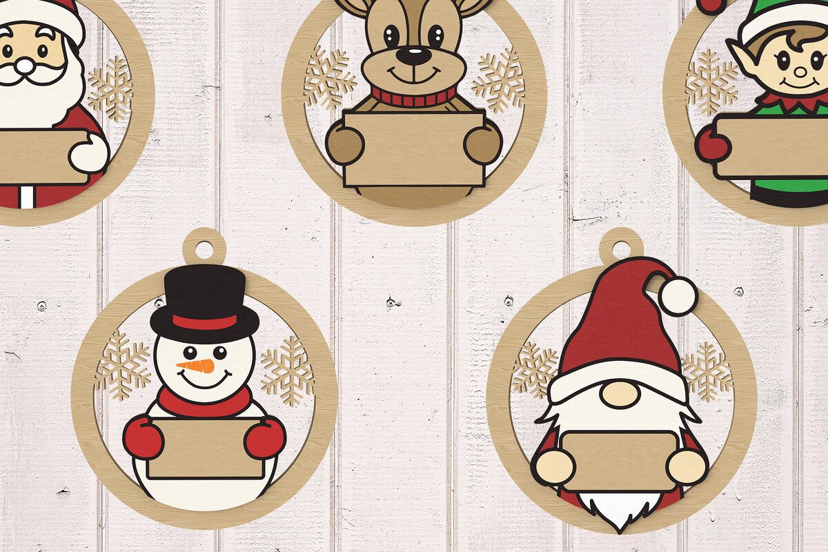 Σετ των 3 Intra απο ξύλο plywood 3mm-4mm πάχος Χριστουγεννιάτικο στολίδι κοπής με λέιζερ Δίασταση 8x8 cm INTRAFABR-109386634