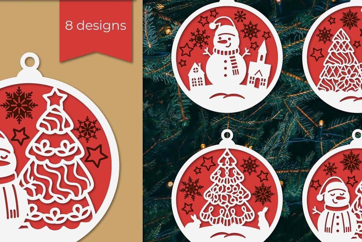 Σετ των 3 Intra απο ξύλο plywood 3mm-4mm πάχος Χριστουγεννιάτικου Στολίδι Δίασταση 8x8 cm INTRAFABR-38413426