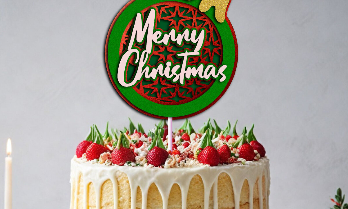 Σετ των 3 Intra απο ξύλο plywood 3mm-4mm πάχος Χριστουγεννιάτικο Στολίδι Cake Topper – Hol Δίασταση 8x8 cm INTRAFABR-105707081