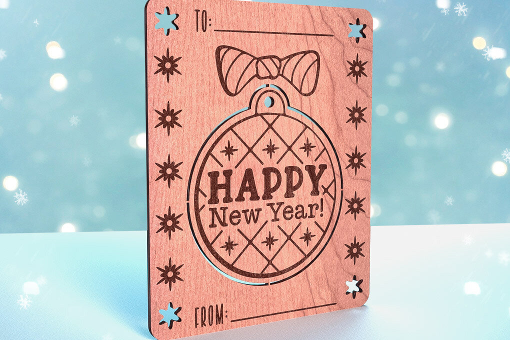 Σετ των 3 Intra απο ξύλο plywood 3mm-4mm πάχος Χριστουγεννιάτικη Διακοσμητική Κάρτα | Δίασταση 8x8 cm INTRAFABR-72467804