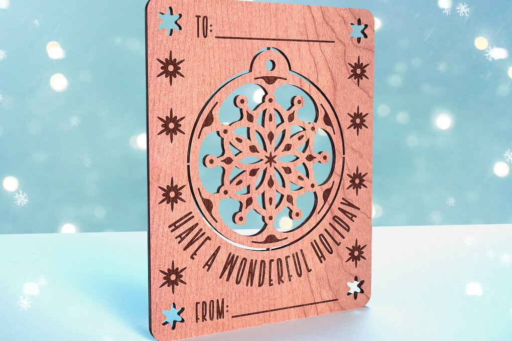 Σετ των 3 Intra απο ξύλο plywood 3mm-4mm πάχος Χριστουγεννιάτικη Διακοσμητική Κάρτα | Δίασταση 8x8 cm INTRAFABR-72467837