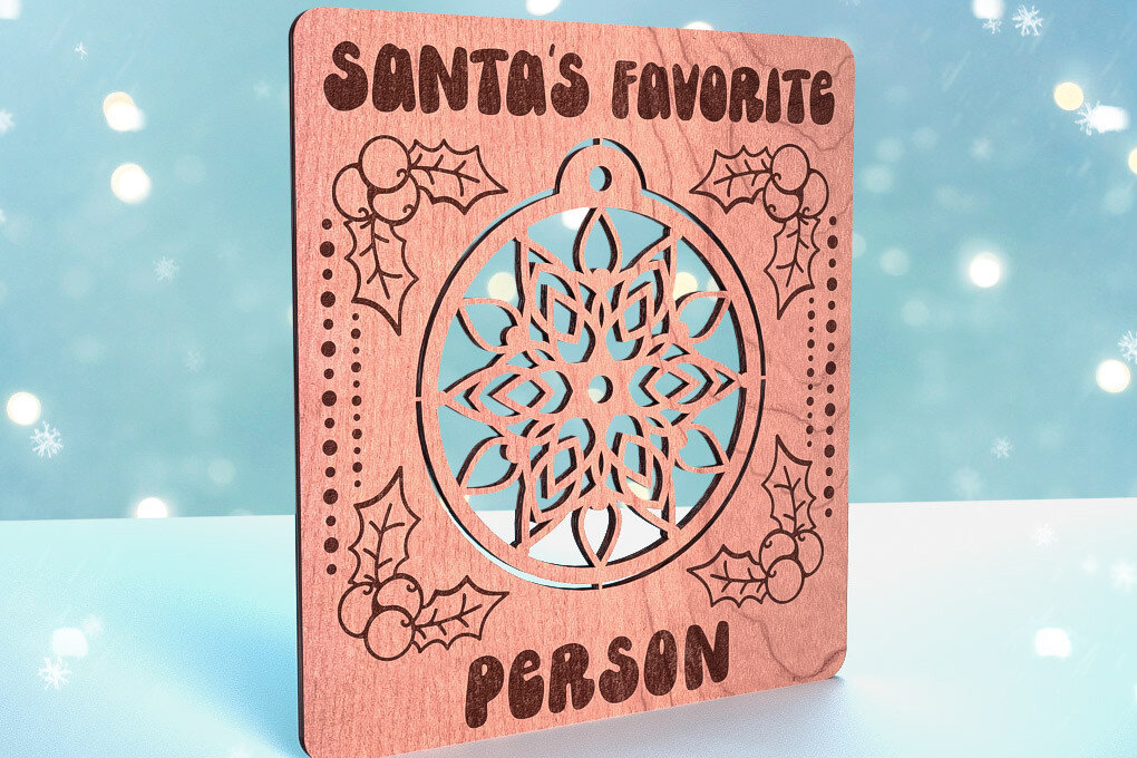 Σετ των 3 Intra απο ξύλο plywood 3mm-4mm πάχος Χριστουγεννιάτικη Διακοσμητική Κάρτα | Δίασταση 8x8 cm INTRAFABR-72467900