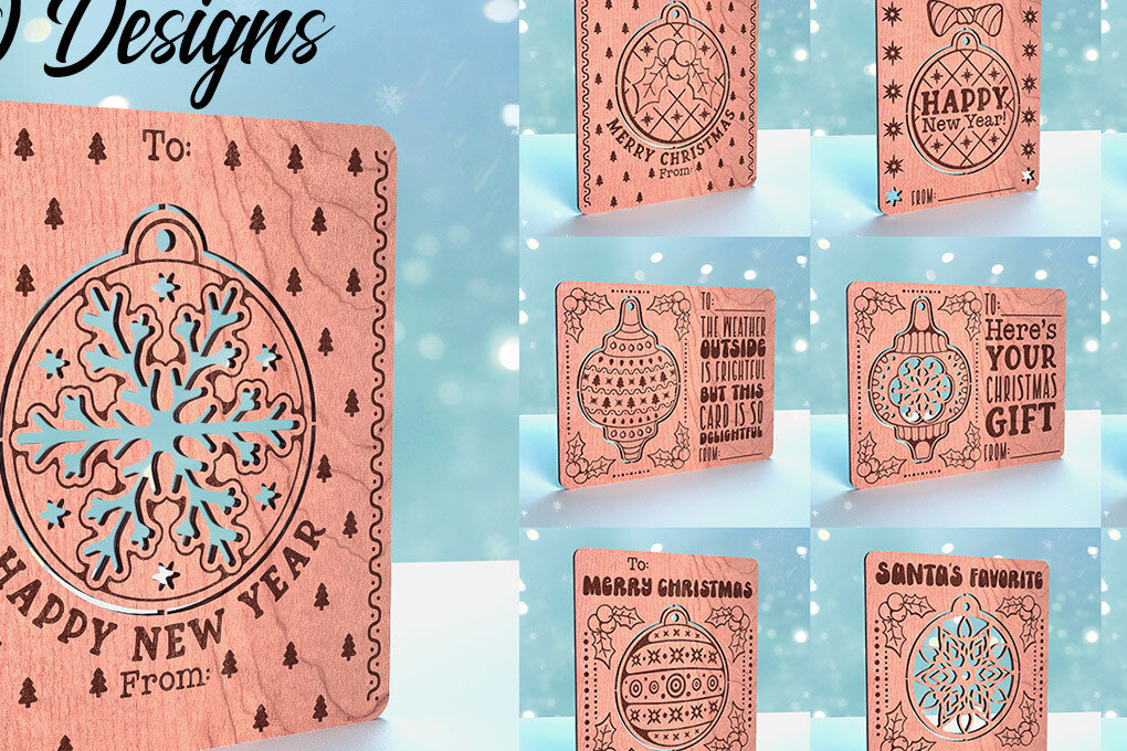 Σετ των 3 Intra απο ξύλο plywood 3mm-4mm πάχος Χριστουγεννιάτικη Διακοσμητική Κάρτα | Δίασταση 8x8 cm INTRAFABR-72467750