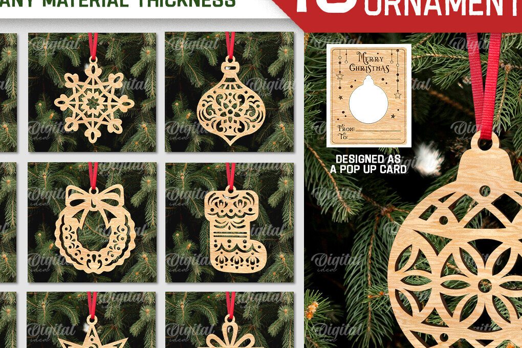 Σετ των 3 Intra απο ξύλο plywood 3mm-4mm πάχος Χριστουγεννιάτικες διακοσμητικές κάρτες  Δίασταση 8x8 cm INTRAFABR-107181079