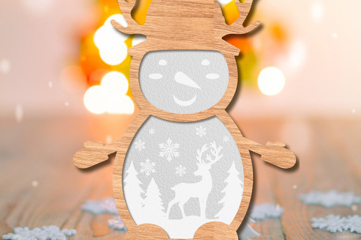 Σετ των 3 Intra απο ξύλο plywood 3mm-4mm πάχος Χριστουγεννιάτικο Στολίδι, Χιονάνθρωπος Δίασταση 3x4 cm INTRAFABR-83090828
