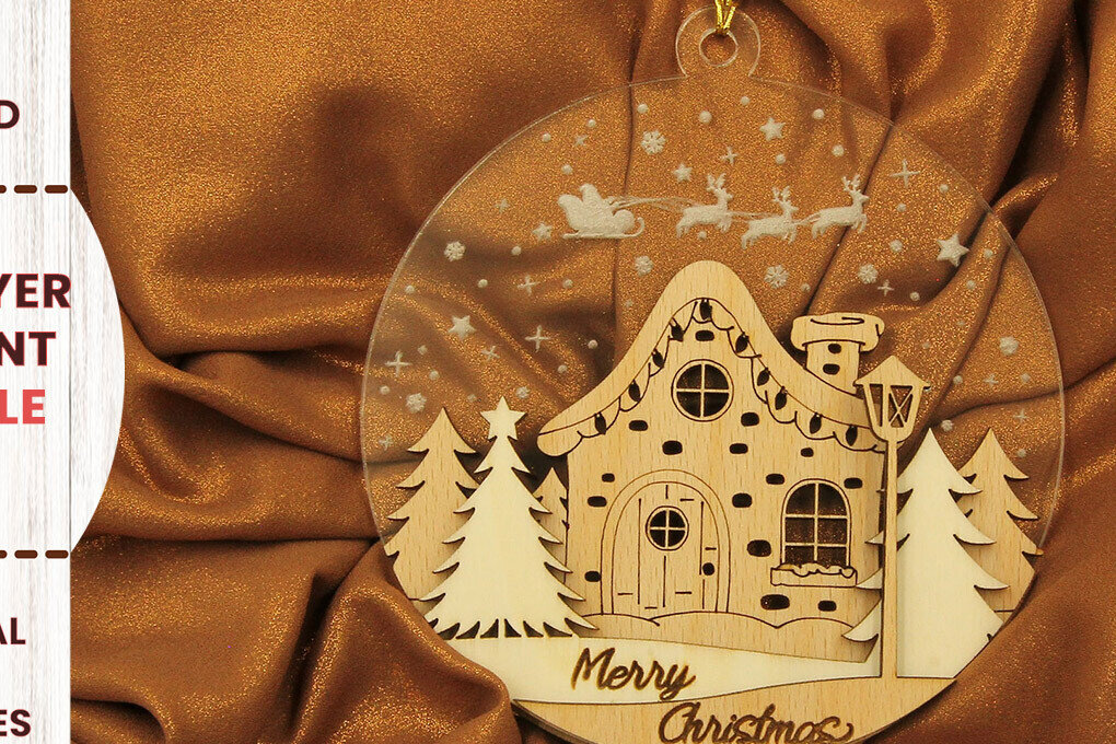 Σετ των 3 Intra απο ξύλο plywood 3mm-4mm πάχος Χριστουγεννιάτικο Στολίδι Παραμυθόσπιτο Δίασταση 3x3 cm INTRAFABR-82458297