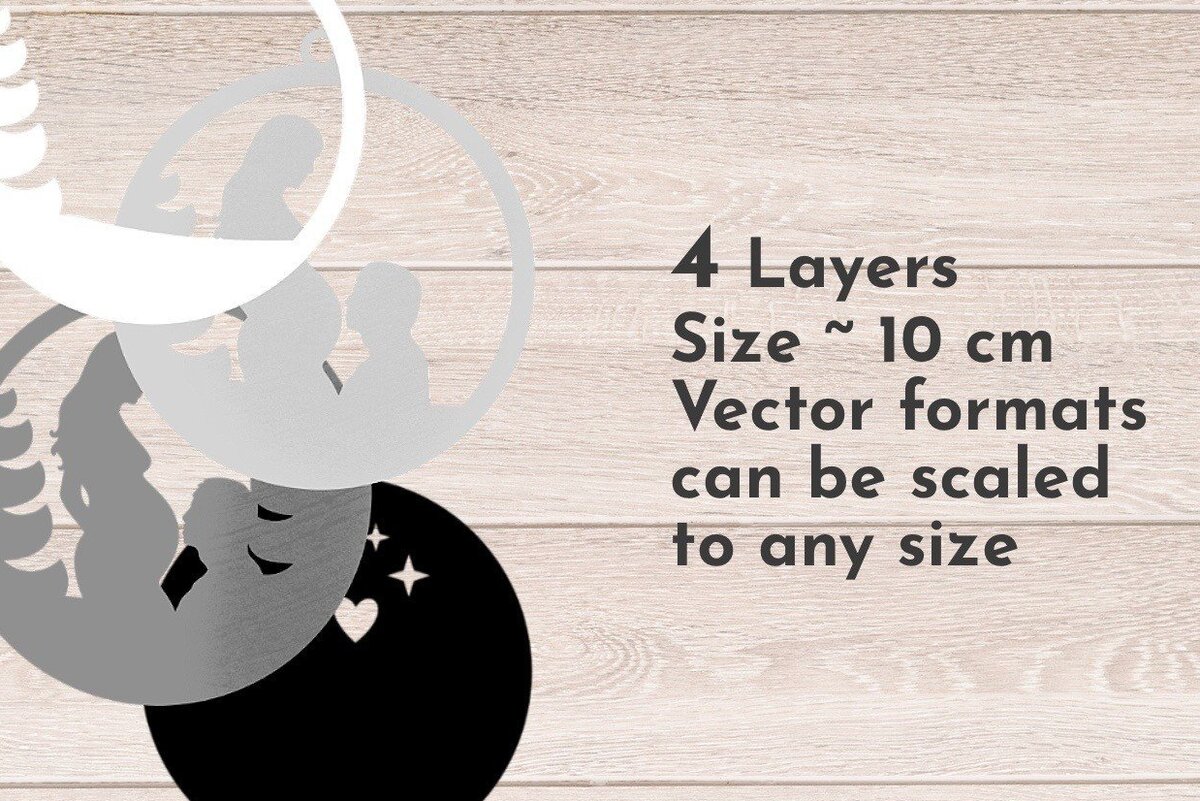 Σετ των 3 Intra απο ξύλο plywood 3mm-4mm πάχος Χριστουγεννιάτικο στολίδι, μελλοντική μητέρα 3D Δίασταση 8x8 cm INTRAFABR-37497278