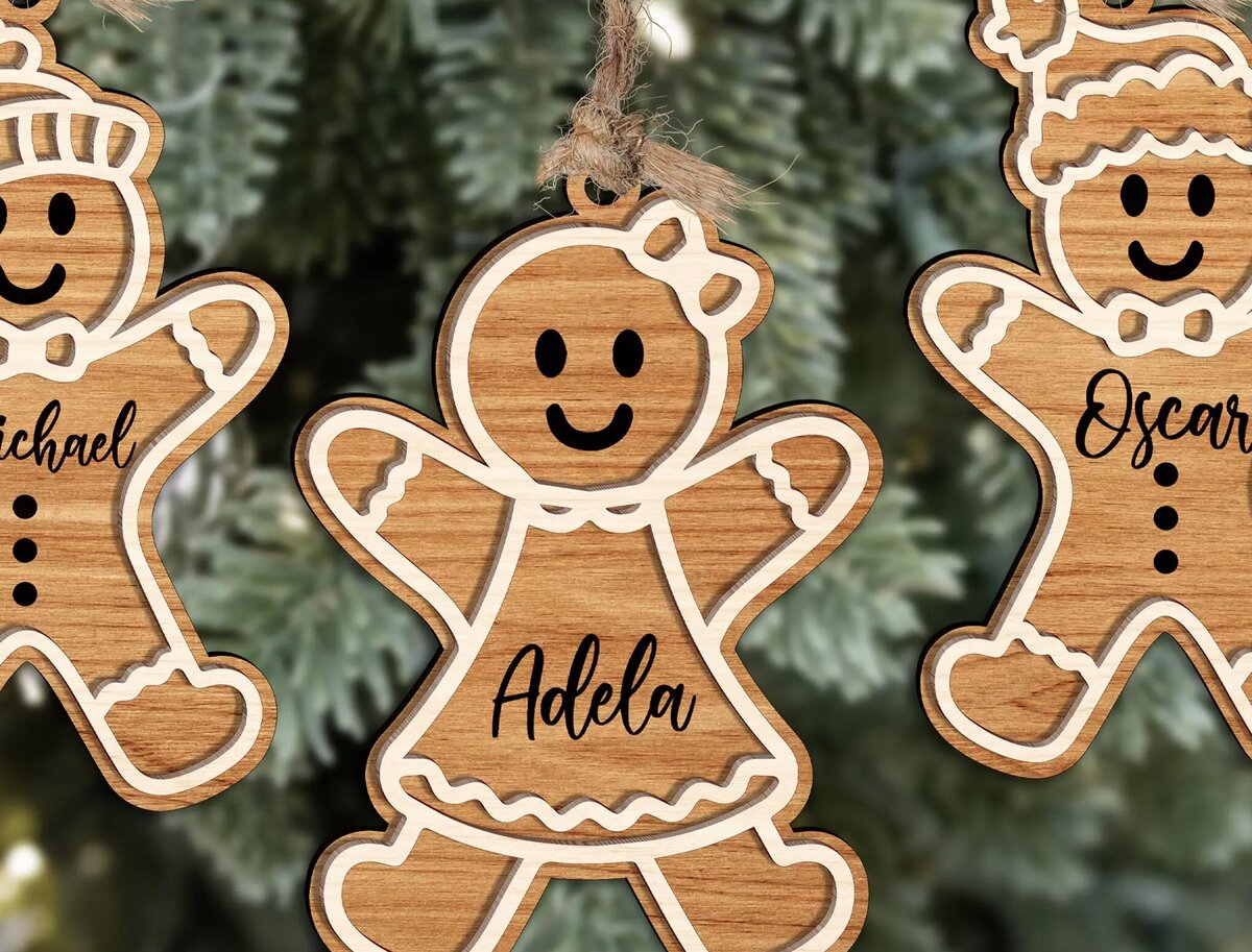 Σετ των 3 Intra απο ξύλο plywood 3mm-4mm πάχος Χριστουγεννιάτικο Στολίδι Glowforge Δίασταση 8x8 cm INTRAFABR-111373630