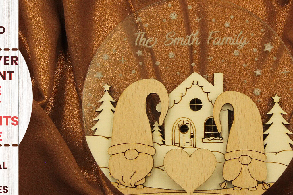 Σετ των 3 Intra απο ξύλο plywood 3mm-4mm πάχος Χριστουγεννιάτικο στολίδι Gnome Family Δίασταση 3x3 cm INTRAFABR-82458258