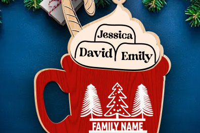 Σετ των 3 Intra απο ξύλο plywood 3mm-4mm πάχος Χριστουγεννιάτικο στολίδι Hot Cocoa  Δίασταση 8x8 cm INTRAFABR-84619147