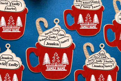 Σετ των 3 Intra απο ξύλο plywood 3mm-4mm πάχος Χριστουγεννιάτικο στολίδι Hot Cocoa Δίασταση 8x8 cm INTRAFABR-84619771