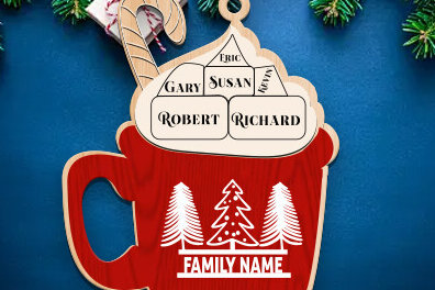 Σετ των 3 Intra απο ξύλο plywood 3mm-4mm πάχος Χριστουγεννιάτικο στολίδι Hot Cocoa  Δίασταση 8x8 cm INTRAFABR-84618408