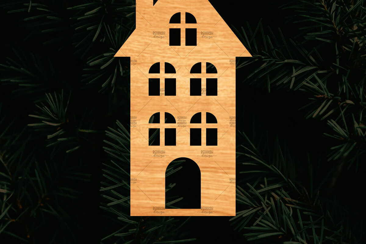 Σετ των 2 Intra απο ξύλο plywood 3mm-4mm πάχος Χριστουγεννιάτικο Διακοσμητικό Σπίτι Αποκομμένο Δίασταση 15x15 cm INTRAFABR-110321423