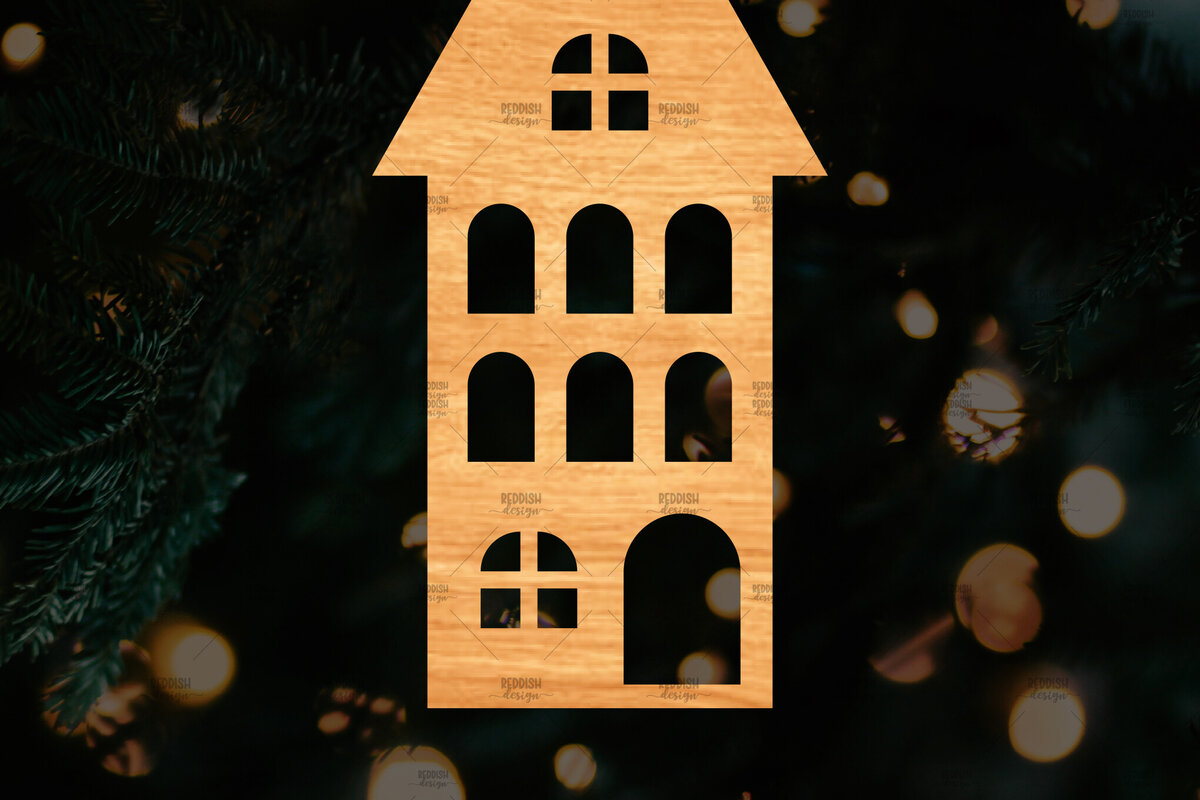 Σετ των 3 Intra απο ξύλο plywood 3mm-4mm πάχος Χριστουγεννιάτικο Διακοσμητικό Σπίτι Αποκομμένο Δίασταση 15x15 cm INTRAFABR-110321445