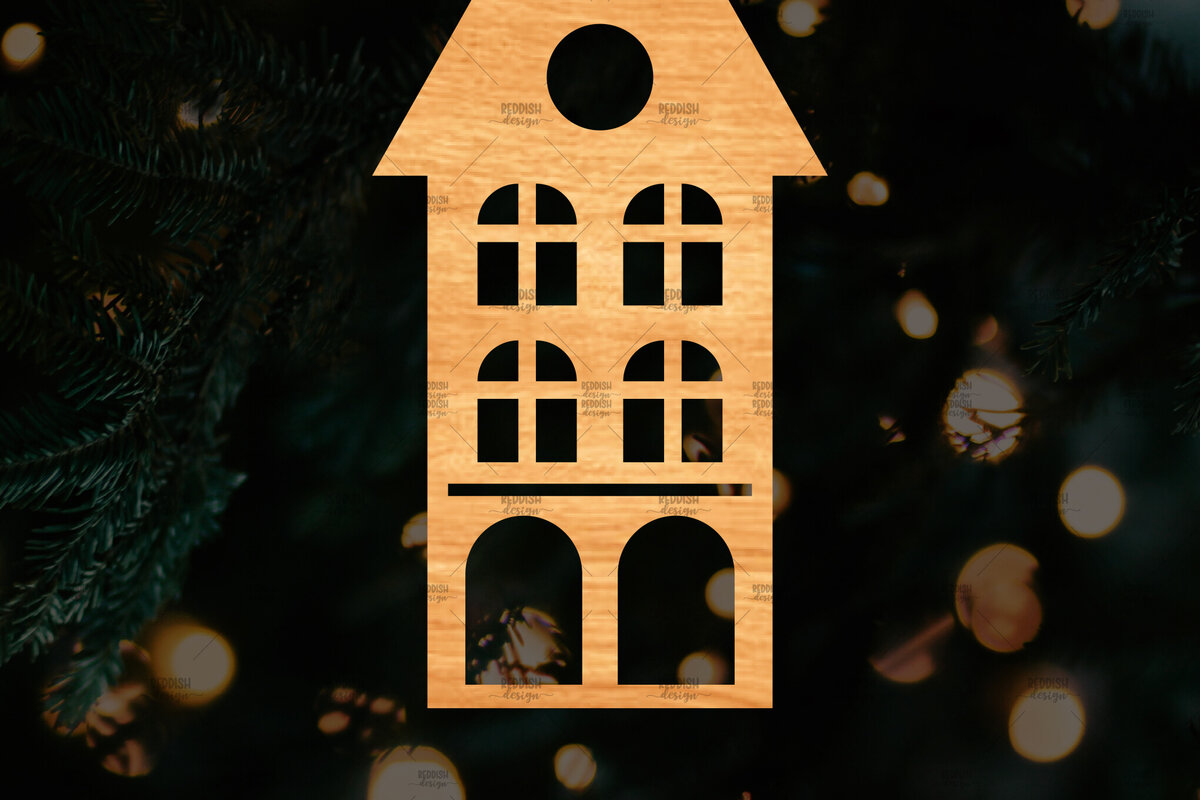 Σετ των 2 Intra απο ξύλο plywood 3mm-4mm πάχος Χριστουγεννιάτικο Διακοσμητικό Σπίτι Αποκομμένο Δίασταση 15x15 cm INTRAFABR-110321463