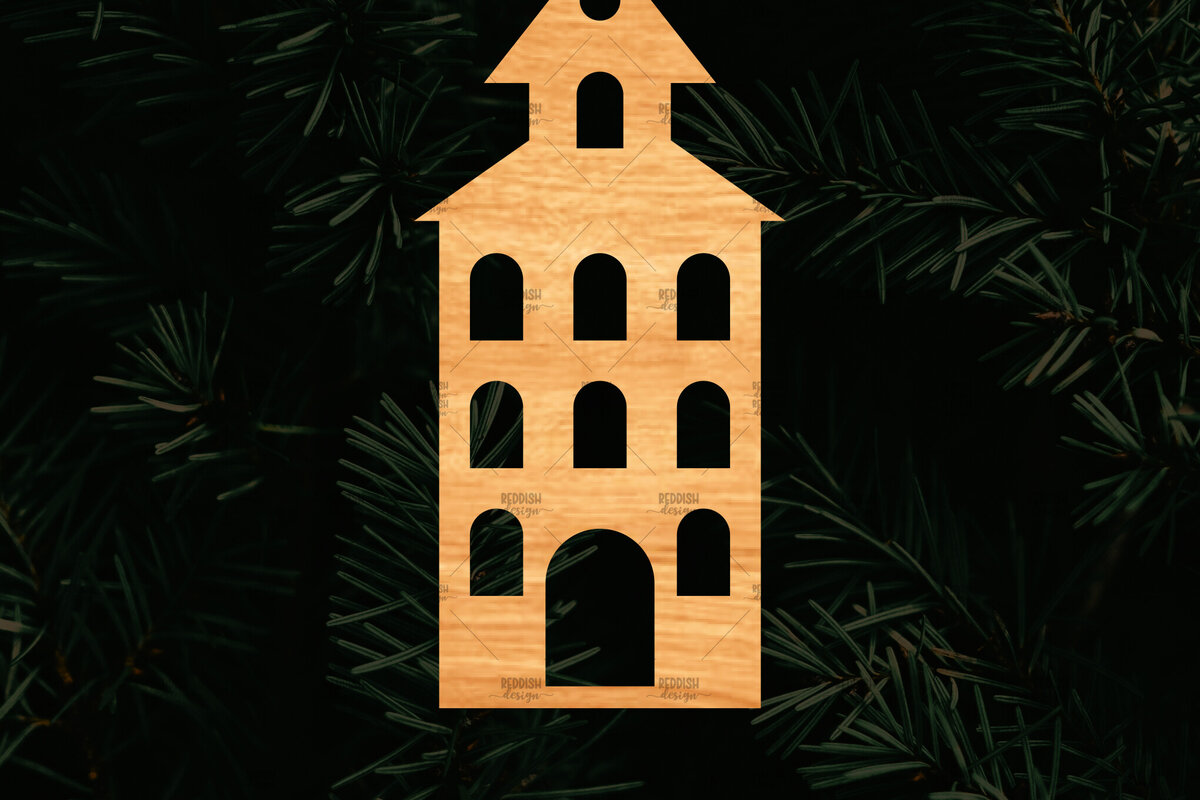 Σετ των 2 Intra απο ξύλο plywood 3mm-4mm πάχος Χριστουγεννιάτικο Διακοσμητικό Σπίτι Αποκομμένο Δίασταση 15x15 cm INTRAFABR-110321473