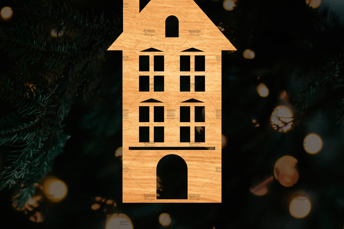 Σετ των 2 Intra απο ξύλο plywood 3mm-4mm πάχος Χριστουγεννιάτικο Διακοσμητικό Σπίτι Αποκομμένο Δίασταση 15x15 cm INTRAFABR-110321493