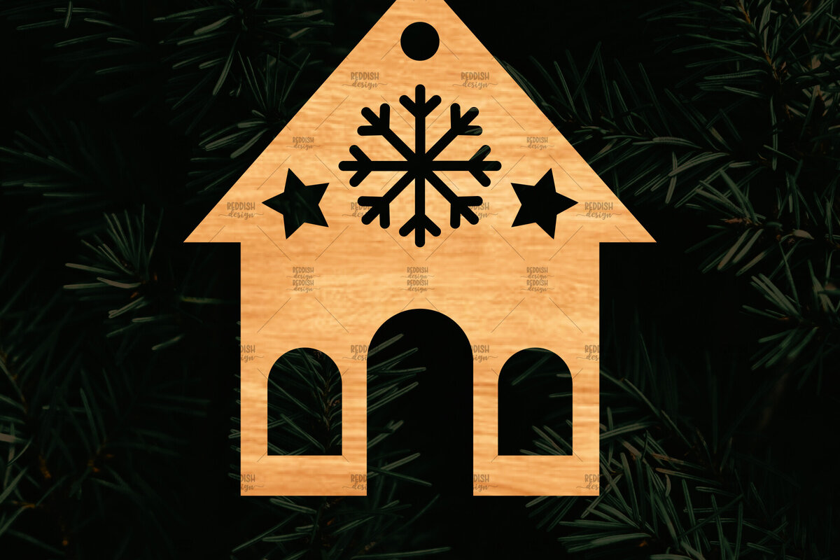 Σετ των 2 Intra απο ξύλο plywood 3mm-4mm πάχος Χριστουγεννιάτικο Διακοσμητικό Σπίτι Αποκομμένο Δίασταση 15x15 cm INTRAFABR-110321515