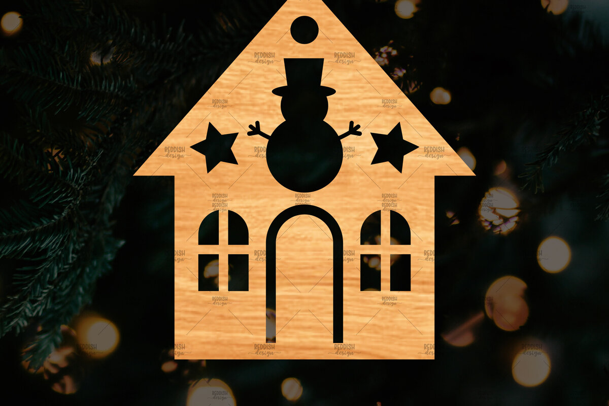 Σετ των 2 Intra απο ξύλο plywood 3mm-4mm πάχος Χριστουγεννιάτικο Διακοσμητικό Σπίτι Αποκομμένο Δίασταση 15x15 cm INTRAFABR-110321536