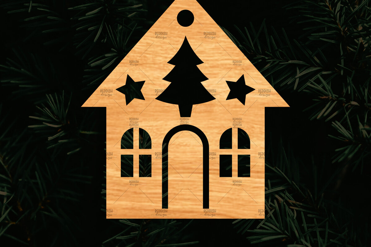 Σετ των 2 Intra απο ξύλο plywood 3mm-4mm πάχος Χριστουγεννιάτικο Διακοσμητικό Σπίτι Αποκομμένο Δίασταση 15x15 cm INTRAFABR-110321599