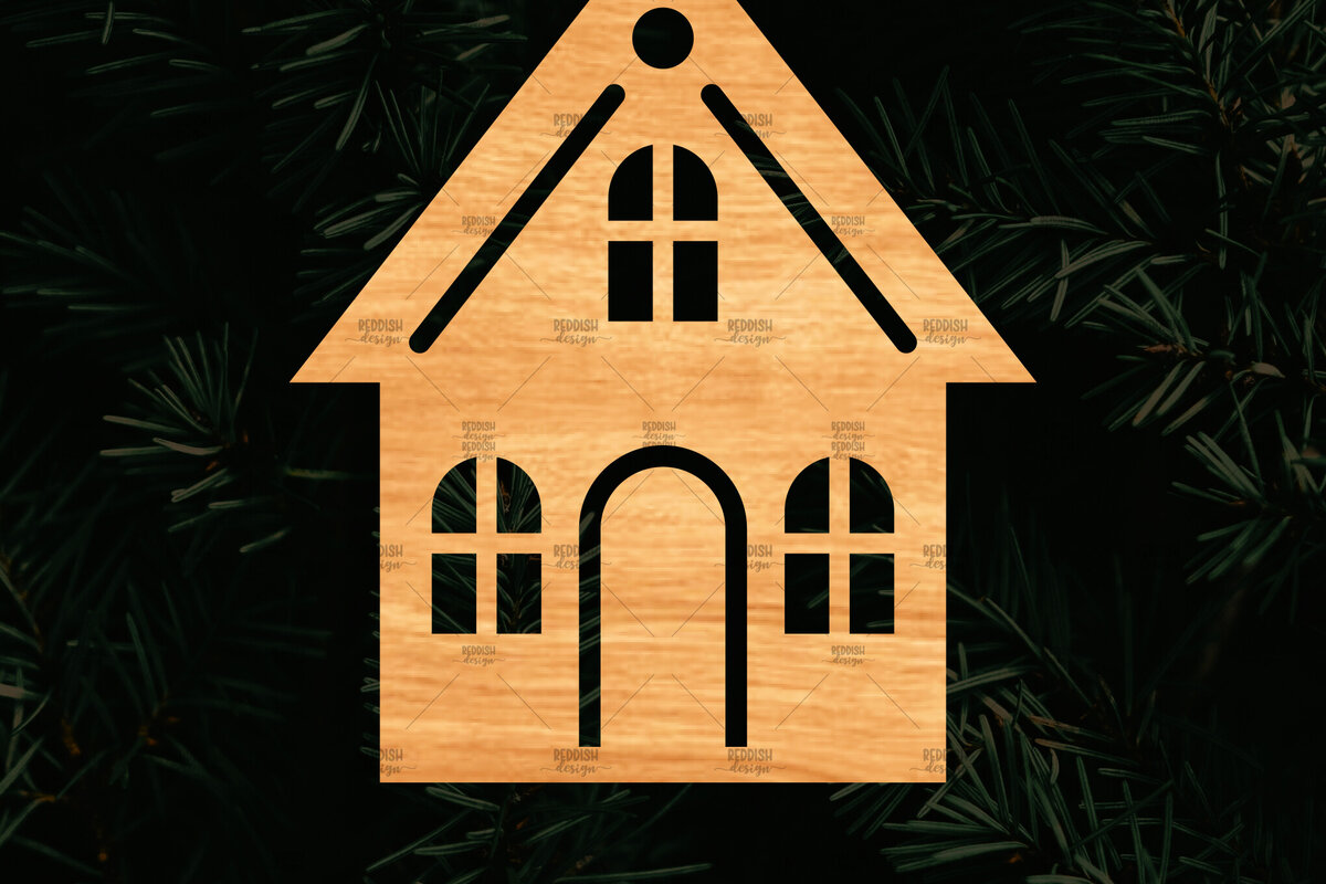 Σετ των 2 Intra απο ξύλο plywood 3mm-4mm πάχος Χριστουγεννιάτικο Διακοσμητικό Σπίτι Αποκομμένο Δίασταση 15x15 cm INTRAFABR-110321272