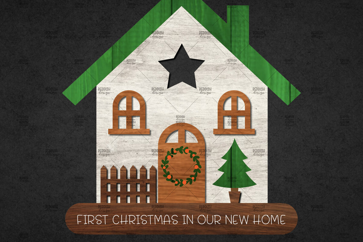 Σετ των 2 Intra απο ξύλο plywood 3mm-4mm πάχος Χριστουγεννιάτικο Διακοσμητικό Σπίτι Αποκομμένο Δίασταση 15x15 cm INTRAFABR-110673289