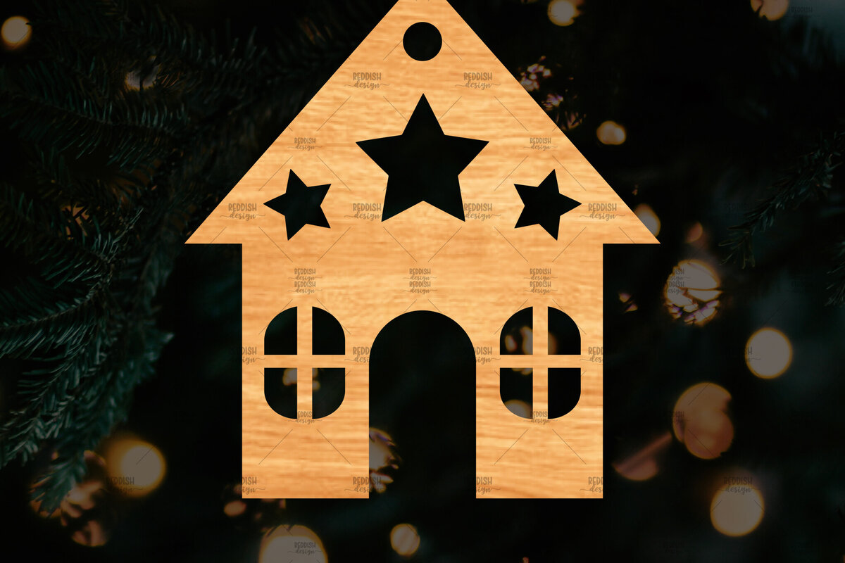 Σετ των 2 Intra απο ξύλο plywood 3mm-4mm πάχος Χριστουγεννιάτικο Διακοσμητικό Σπίτι Αποκομμένο Δίασταση 15x15 cm INTRAFABR-110321294