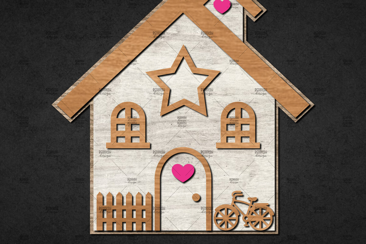 Σετ των 2 Intra απο ξύλο plywood 3mm-4mm πάχος Χριστουγεννιάτικο Διακοσμητικό Σπίτι Αποκομμένο Δίασταση 15x15 cm INTRAFABR-110840630