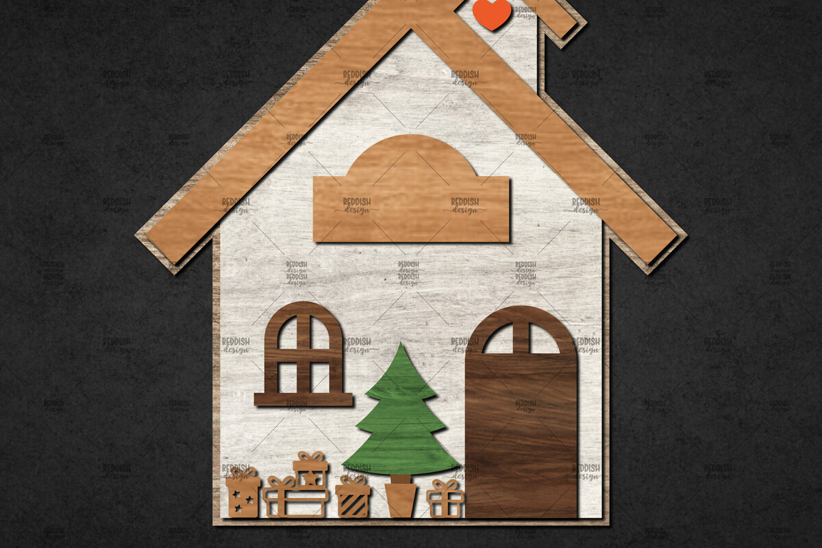 Σετ των 2 Intra απο ξύλο plywood 3mm-4mm πάχος Χριστουγεννιάτικο Διακοσμητικό Σπίτι Αποκομμένο Δίασταση 15x15 cm INTRAFABR-110840659