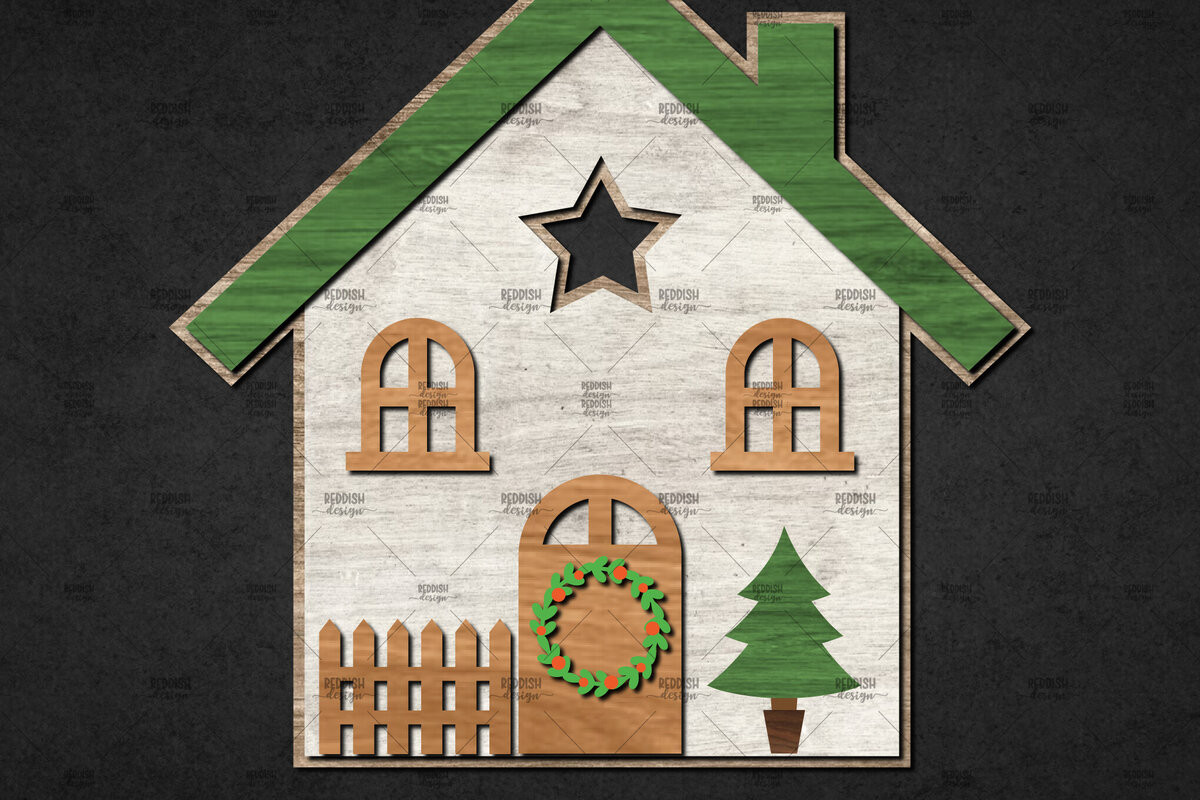 Intra απο ξύλο plywood 3mm-4mm πάχος Χριστουγεννιάτικο Διακοσμητικό Σπίτι Αποκομμένο Δίασταση 15x15 cm INTRAFABR-110840671