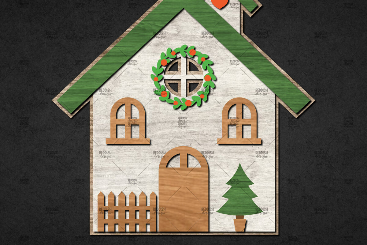 Σετ των 2 Intra απο ξύλο plywood 3mm-4mm πάχος Χριστουγεννιάτικο Διακοσμητικό Σπίτι Αποκομμένο Δίασταση 15x15 cm INTRAFABR-110840687