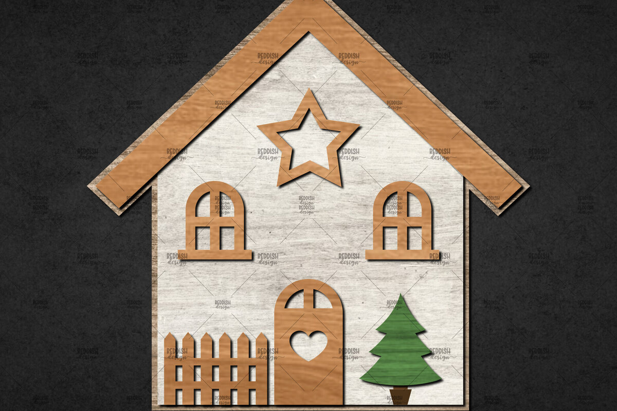 Intra απο ξύλο plywood 3mm-4mm πάχος Χριστουγεννιάτικο Διακοσμητικό Σπίτι Αποκομμένο Δίασταση 15x15 cm INTRAFABR-110840704