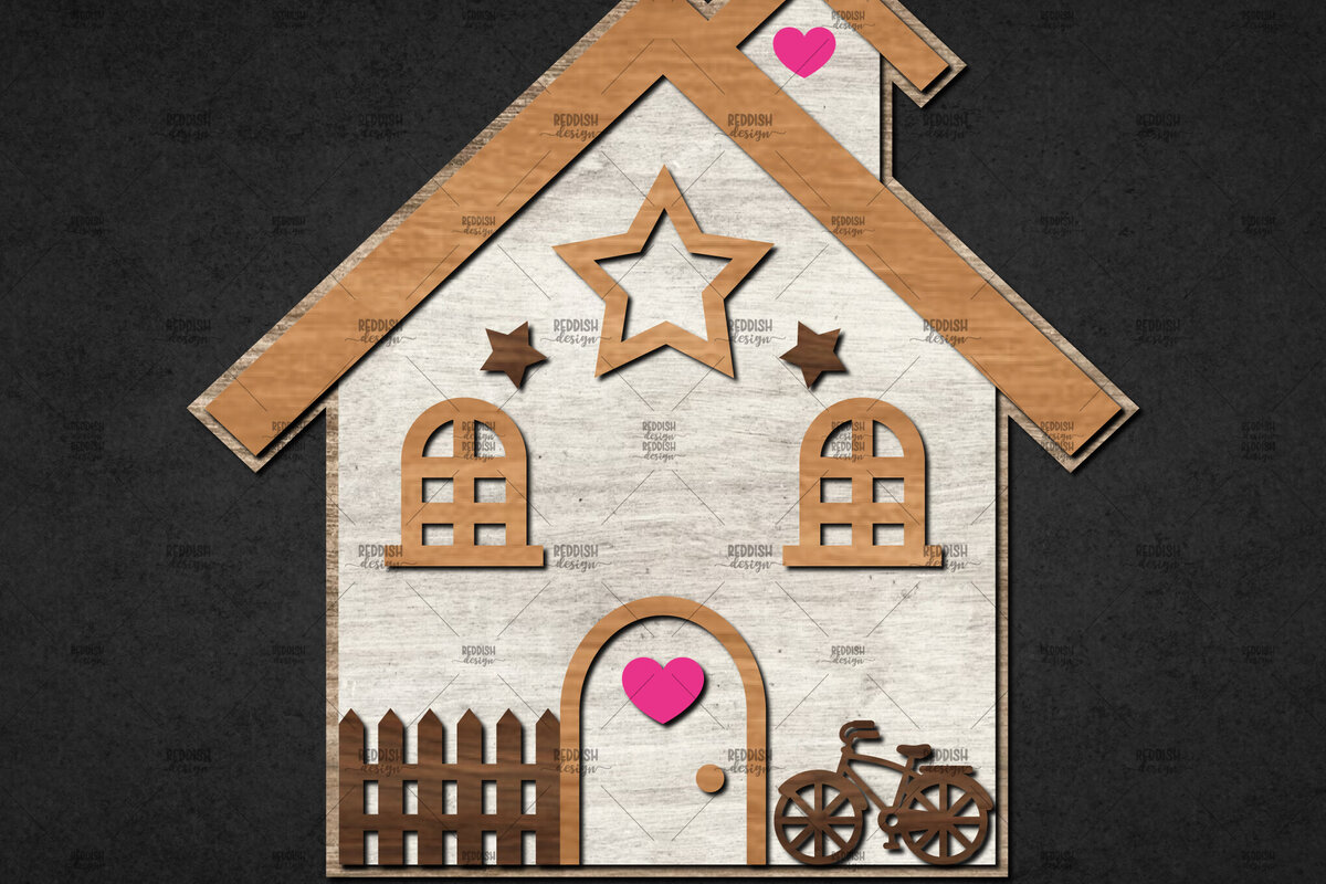 Intra απο ξύλο plywood 3mm-4mm πάχος Χριστουγεννιάτικο Διακοσμητικό Σπίτι Αποκομμένο Δίασταση 15x15 cm INTRAFABR-110840737