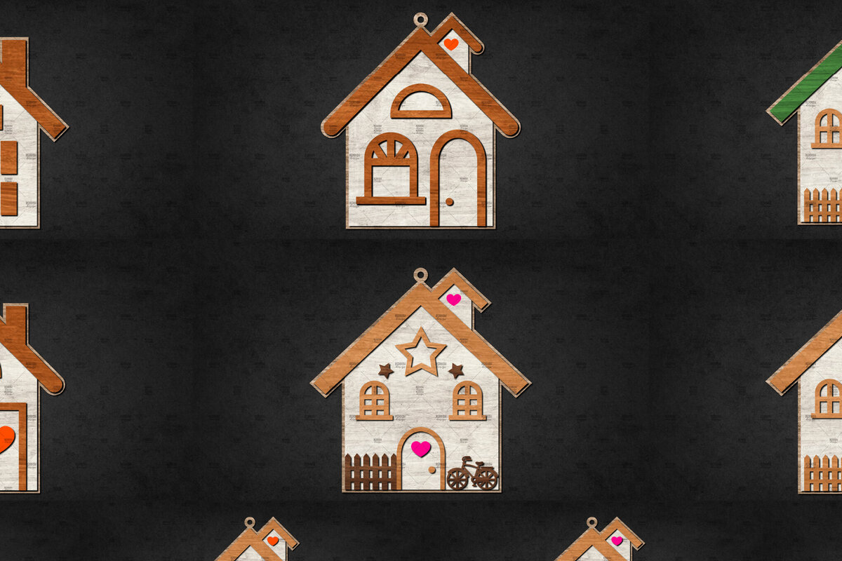 Σετ των 2 Intra απο ξύλο plywood 3mm-4mm πάχος Χριστουγεννιάτικο Διακοσμητικό Σπίτι Αποκομμένο Δίασταση 15x15 cm INTRAFABR-110840786