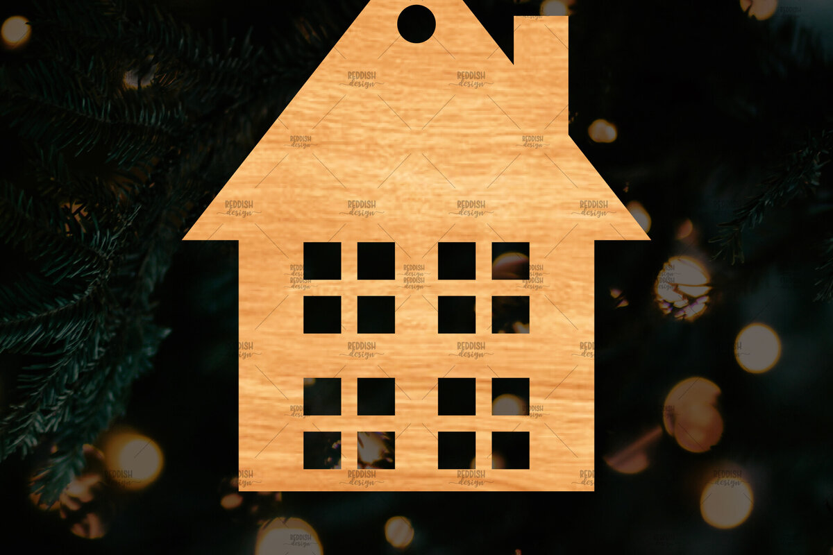 Σετ των 2 Intra απο ξύλο plywood 3mm-4mm πάχος Χριστουγεννιάτικο Διακοσμητικό Σπίτι Αποκομμένο Δίασταση 15x15 cm INTRAFABR-110321371