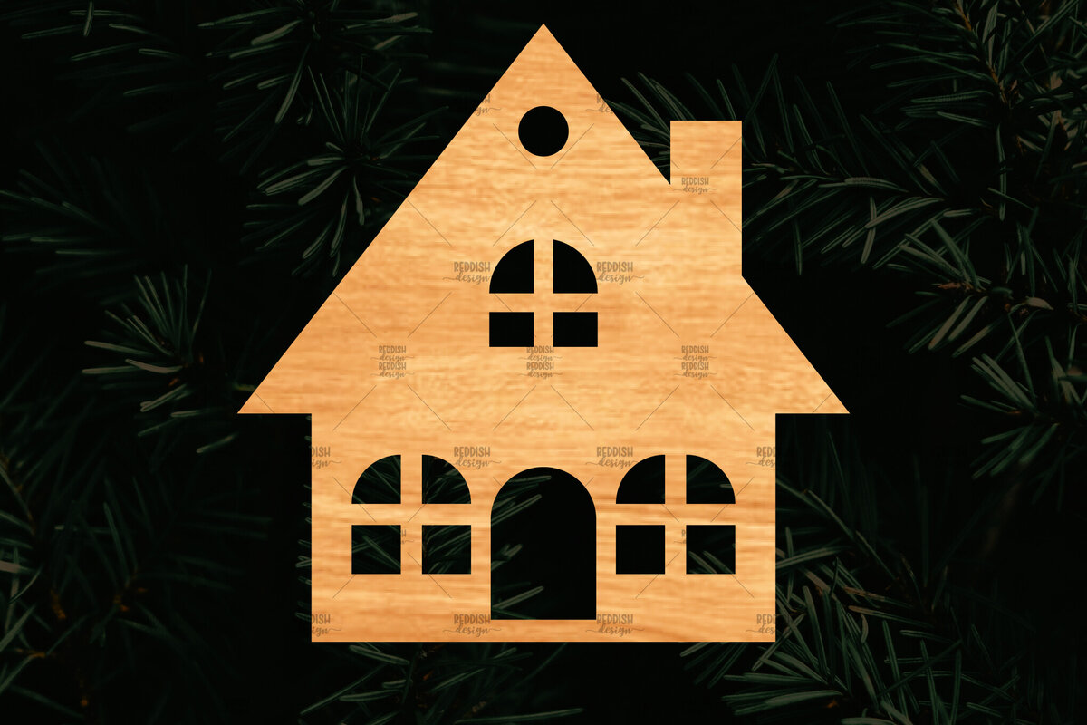 Σετ των 2 Intra απο ξύλο plywood 3mm-4mm πάχος Χριστουγεννιάτικο Διακοσμητικό Σπίτι Αποκομμένο Δίασταση 15x15 cm INTRAFABR-110321386