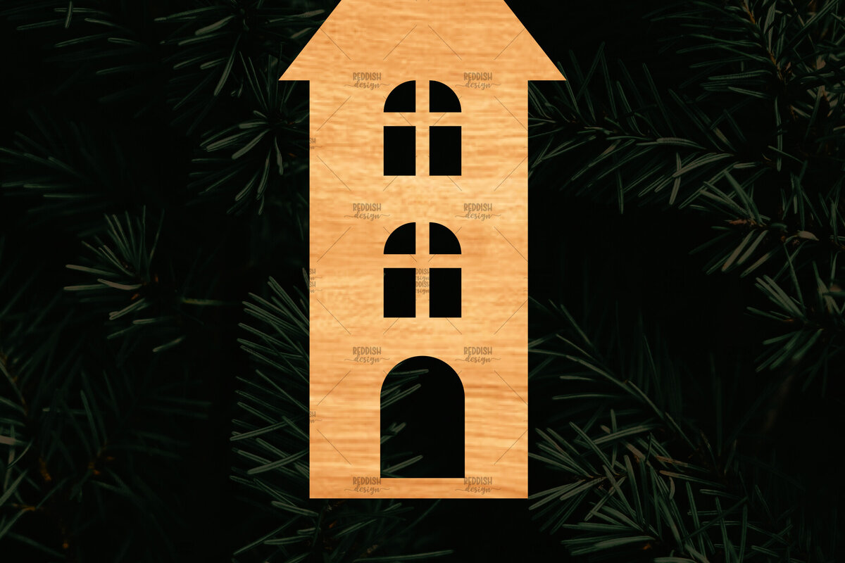 Σετ των 2 Intra απο ξύλο plywood 3mm-4mm πάχος Χριστουγεννιάτικο Διακοσμητικό Σπίτι Αποκομμένο Δίασταση 15x15 cm INTRAFABR-110321396