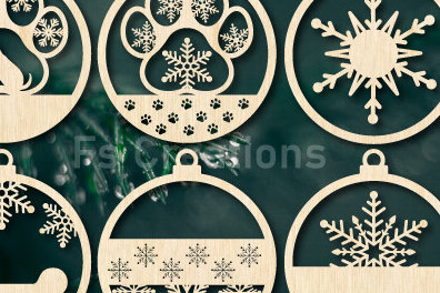 Σετ των 3 Intra απο ξύλο plywood 3mm-4mm πάχος Χριστουγεννιάτικο στολίδι Δίασταση 8x8 cm INTRAFABR-104915914