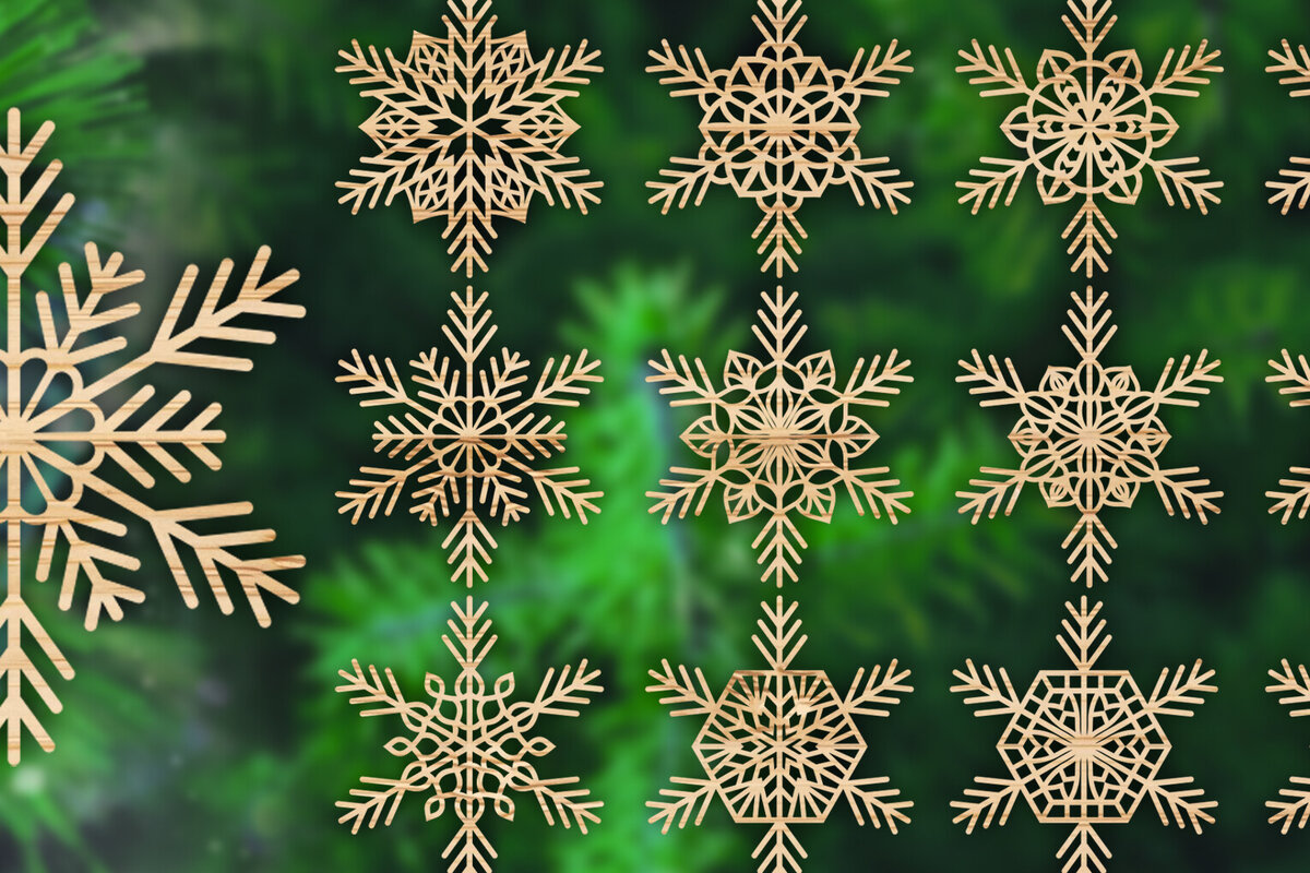 Σετ των 3 Intra απο ξύλο plywood 3mm-4mm πάχος Χριστουγεννιάτικο στολίδι Δέσμη κοπής με λέιζερ Δίασταση 8x8 cm INTRAFABR-77362062