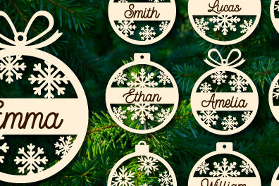 Σετ των 3 Intra απο ξύλο plywood 3mm-4mm πάχος Χριστουγεννιάτικο στολίδι Δέσμη κοπής με λέιζερ Δίασταση 8x8 cm INTRAFABR-78359075